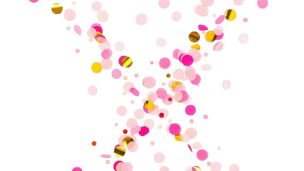 Colorful confetti scattered on transparent background