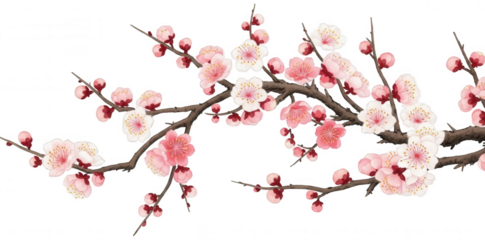 Plum Blossom png Cherry Blossom cutout Oriental Flower png Japanese Bloom cutout Prunus Mume png Floral Branch cutout Pink Petals png Spring Flowers