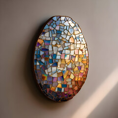 Elegant Oval Mosaic Wall Art with Warm Tones