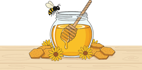 still life with honey and bread