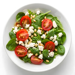 dietary salad with tomatoes feta lettuce spinach