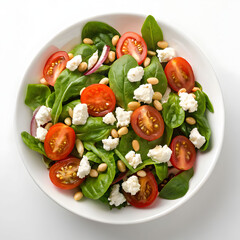 dietary salad with tomatoes feta lettuce spinach