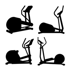 Elliptical trainer fitness equipment silhouettes for cardio workout and exercise