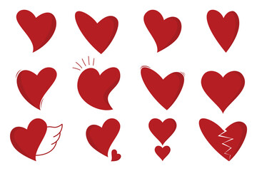 Collection of hand drawn hearts
