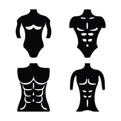 Collection of human torso icons depicting various body shapes and muscular anatomy