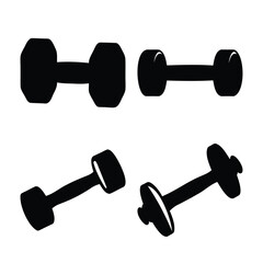 Collection of black dumbbell silhouettes, essential tools for a home or gym workout