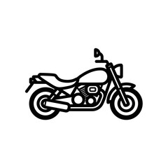 Fototapeta premium A simple black and white line drawing of a classic motorcycle, viewed from the side.