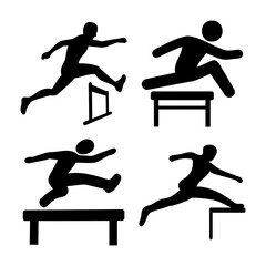 A collection of dynamic silhouettes illustrating athletes overcoming obstacles and hurdles