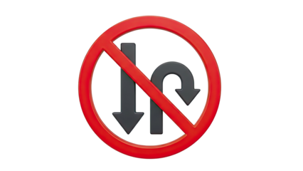 No U-Turn and Straight Ahead Traffic Sign