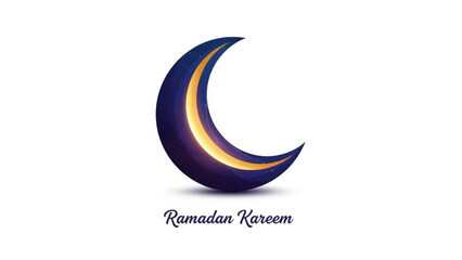 Obraz premium Crescent Moon with Ramadan Kareem Text Isolated on White Background