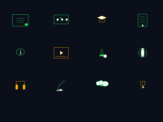 12 Online Education and E-Learning Icons - Digital Classroom and Knowledge Vector Set