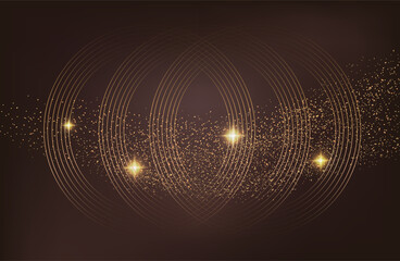 Premium background design with mocha mousse line pattern (texture) in luxury pastel colour. Abstract horizontal vector template for business banner.dark brown background with golden brown circles. 