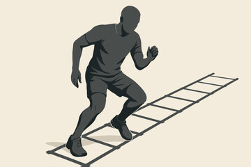 Fototapeta premium Agility Ladder Drill Speed and Coordination Training Illustration.