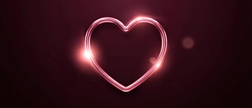 Luxury Pink Glowing Heart Frame Abstract Background with Soft Bokeh Lights for Valentine&rsquo;s Day Template. Love, Romance, Wedding, Celebration and Elegant Holiday Design Concept. Panoramic Video
