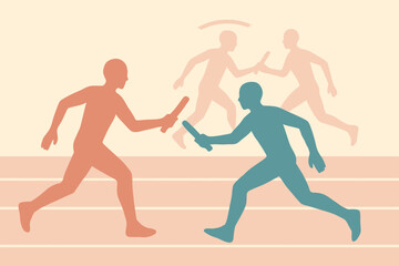 Relay Race Exchange A Dynamic Illustration of Teamwork and Speed.