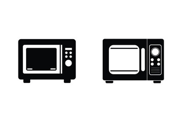 Microwave Oven Silhouette Icon Vector Illustration Kitchen Appliance Cooking Device Design