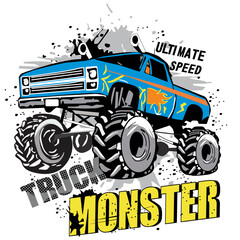 Monster truck  t shirt print illustrations