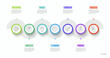 Infographic 7 options design elements for your business data. Vector Illustration.