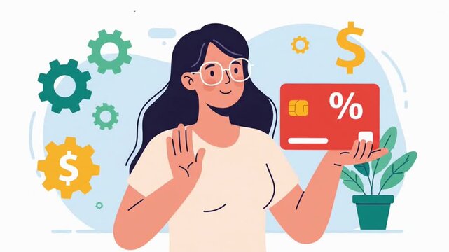 Financial Concept with Woman Holding a Cashback Credit Card