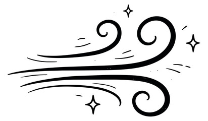Obraz premium Hand drawn line art illustration of wind depicting swirling motion for weather graphics