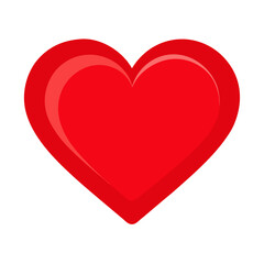 A vibrant red heart symbol against a crisp white background for love and romance