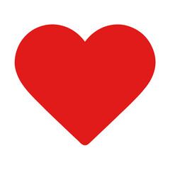 A vibrant red heart symbol against a crisp white background for love and romance