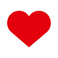 A vibrant red heart symbol against a crisp white background for love and romance