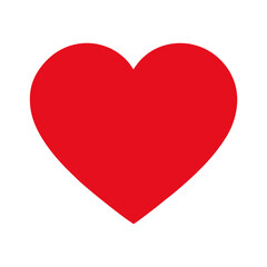 A vibrant red heart symbol against a crisp white background for love and romance