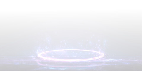 Glowing Futuristic Neon Circle PNG Overlay with Blue Purple Magic Portal and Energy Light Effect
