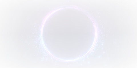 Glowing Futuristic Neon Circle PNG Overlay with Blue Purple Magic Portal and Energy Light Effect