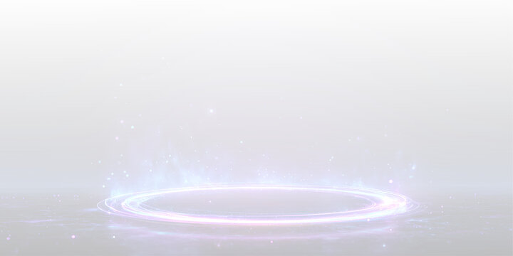Futuristic Neon Magic Ring PNG Overlay with Glowing Blue Purple Portal Light Effect - Powered by Adobe