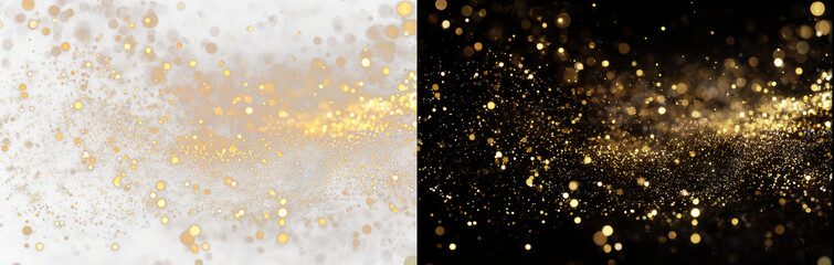 Sparkling light on two background, sparkling dust PNG. Overlay. golden star, light effect, glitter particles and stars.