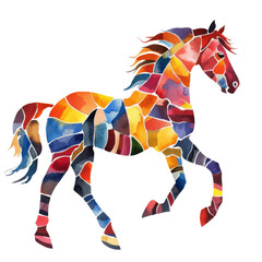 Obraz premium Colorful Mosaic Horse on Transparent Background