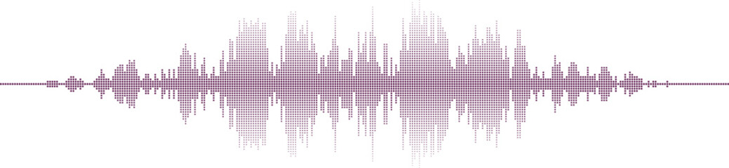 Sound wave pattern with purple dots on white background Vector