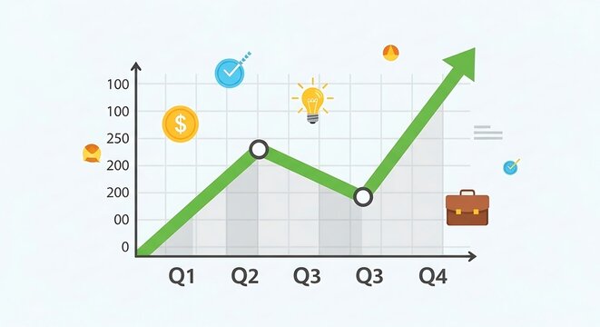 Business chart showing growth trajectory