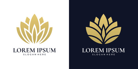 Elegant golden lotus flower logo design