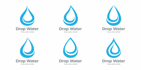 Clean blue water drop vector logo