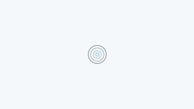 Minimal line style system settings gear icon animation with circular interface. Clean UI concept representing configuration process, system setup, processing engine, and modern digital application con
