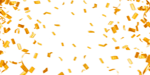 Sparkling Golden Confetti Shower on White