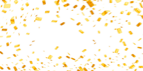 Sparkling Golden Confetti Shower on White