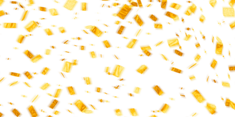 Sparkling Golden Confetti Shower on White