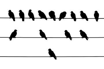 birds on wire,
Birds on Wire Silhouettes, 
Minimal Bird Vector Art