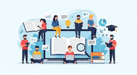 Collaborative digital learning platform illustration