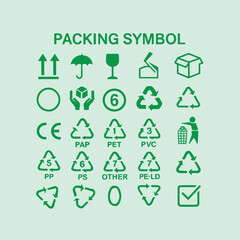 packing symbol flat icon set