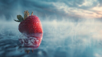 Strawberry Reflecting in Icy Water