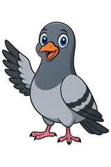 Obraz premium vector illustration of a bird, Cute Pigeon Bird Illustration, Isolated on White Background