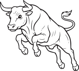 Obraz premium Black and White Bull Line Art Vector Illustration