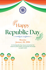 Happy Republic Day of India 26 January celebration poster with tricolor design