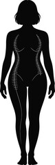 Solid Black Woman with Stretch Marks Silhouette Body Acceptance Vector