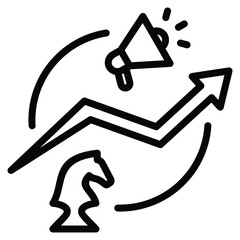 Marketing And Sales Strategy Icon Line Vector Illustration